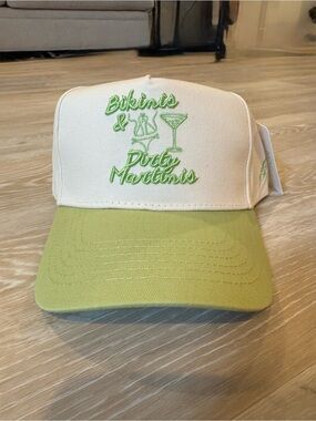 NWT - Trucker Hat - Bikinis & Dirty Martinis - Cream & Green